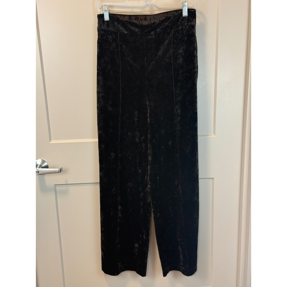 Lysse New York Shay Crushed Espresso Brown Velvet Wide Leg Pants Size Medium